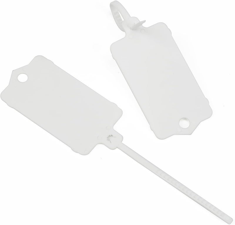 LeadSeals 100pcs Blank Plastic Tags for Labeling Reusable Hanging Tags Ties Key Tag Storage Labels Waterproof Plastic Mark Label Writable Hang Sign with One Marker Pen (White) - Image 5
